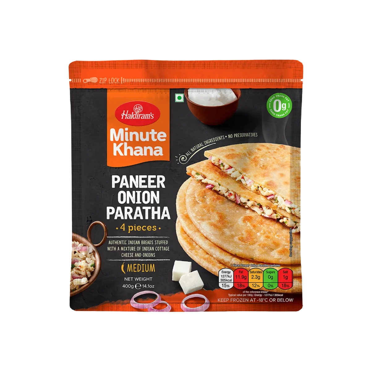 Haldiram's - Paneer Onion Paratha 4Pcs | 400g