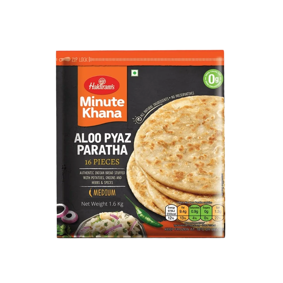 Haldiram's - Aloo Pyaz Paratha 1.6kg | 16 Pcs