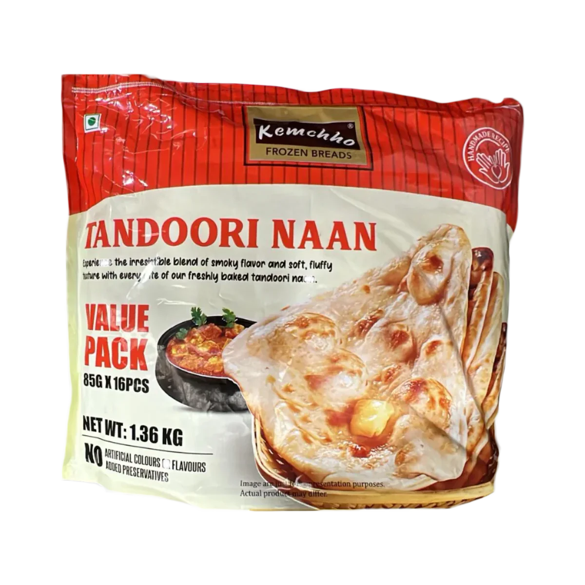 Kemchho - Plain Tandoori Naan 1.36Kg | 16 Pcs