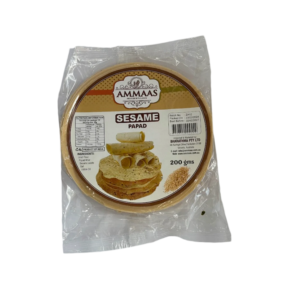 Ammaas - Papad Sesame | 200g