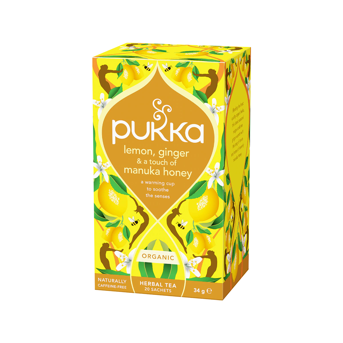 Pukka - Lemon Ginger with a Touch of Manuka Honey Organic Herbal Tea Sachets | 20 Pack