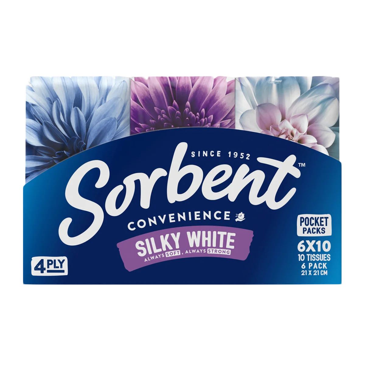 Sorbent - 4 Ply Pocket Pack White Facial Tissues | 6 Pack