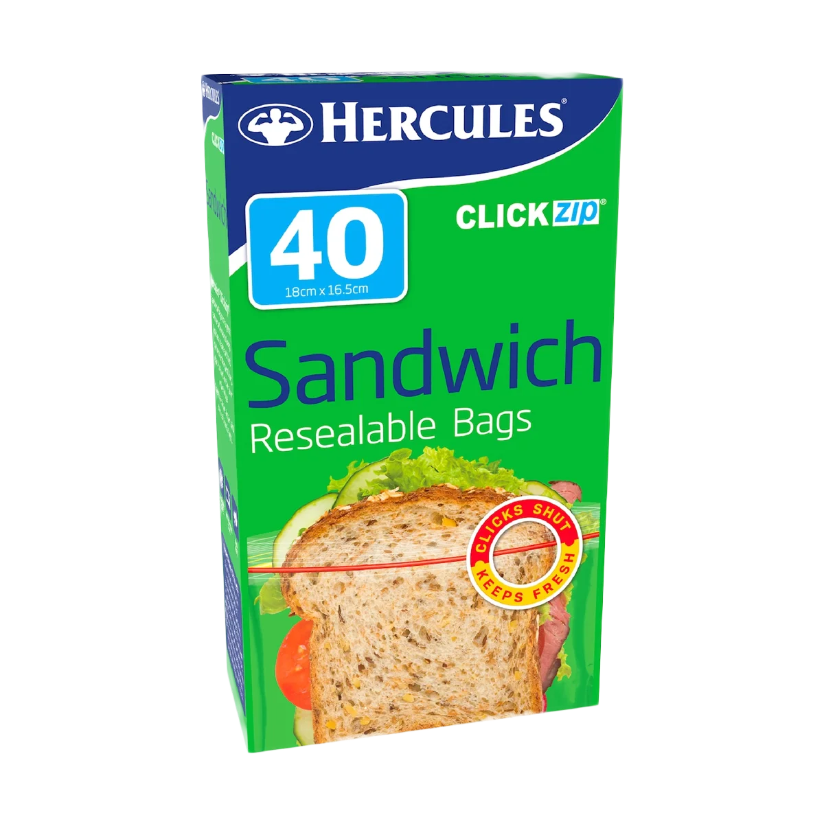 Hercules - Sandwich Bags Click Zip | 40 Pack