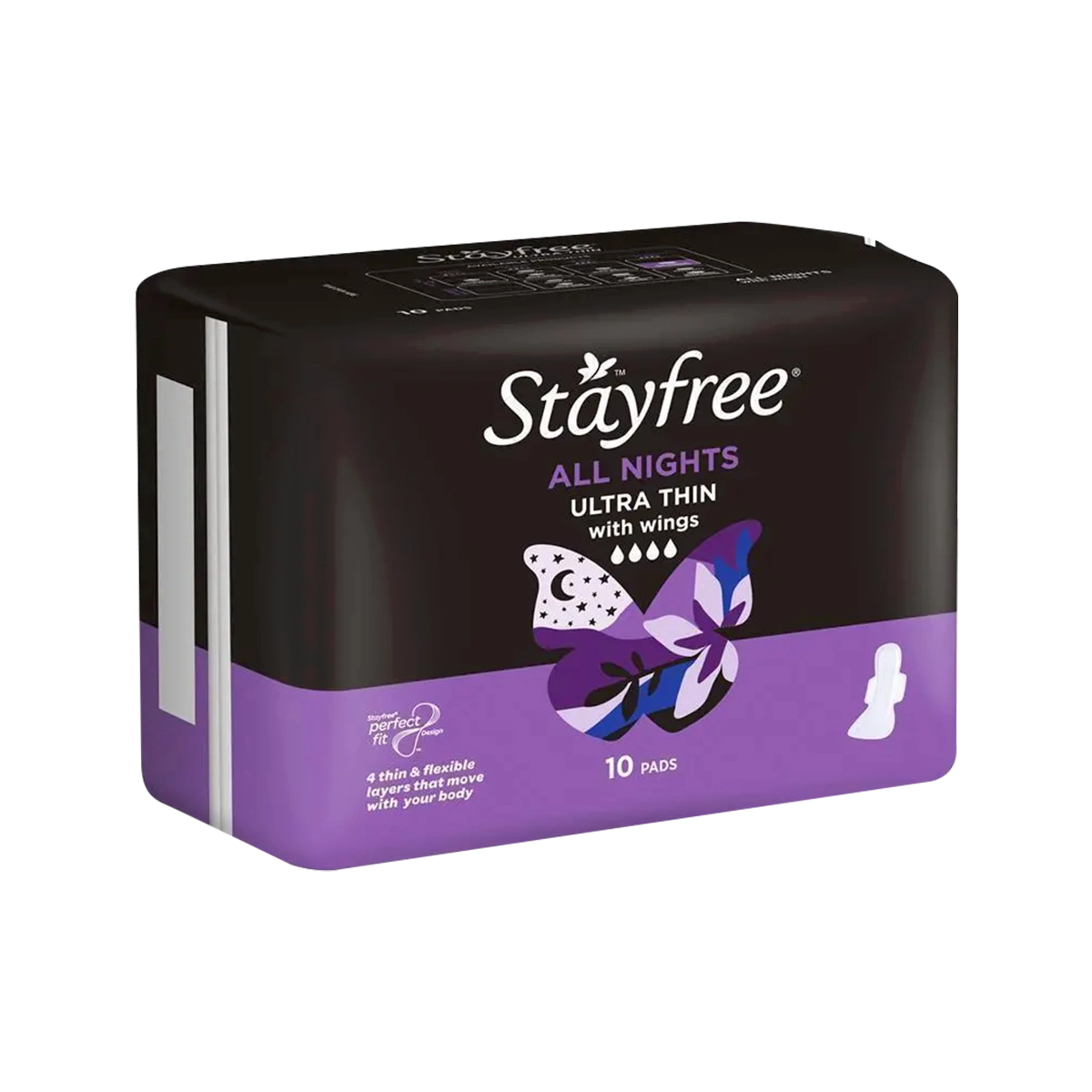 Stayfree - Ultra Thin All Night Wing Sanitary Pads | 10 Pack