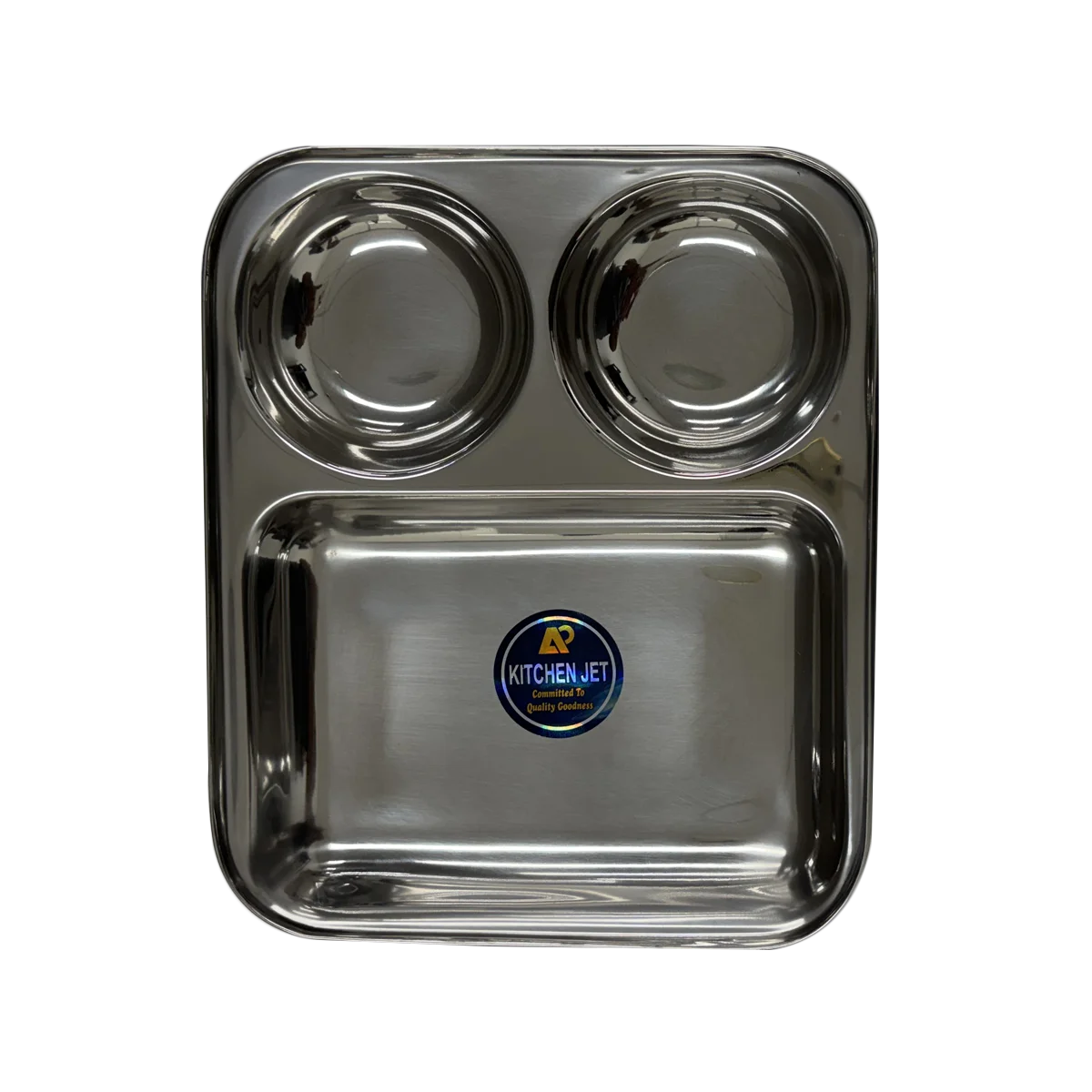 Maira's Kitchen - Stainless Steel Rectangular Plate 3 Portion | 1 Pack