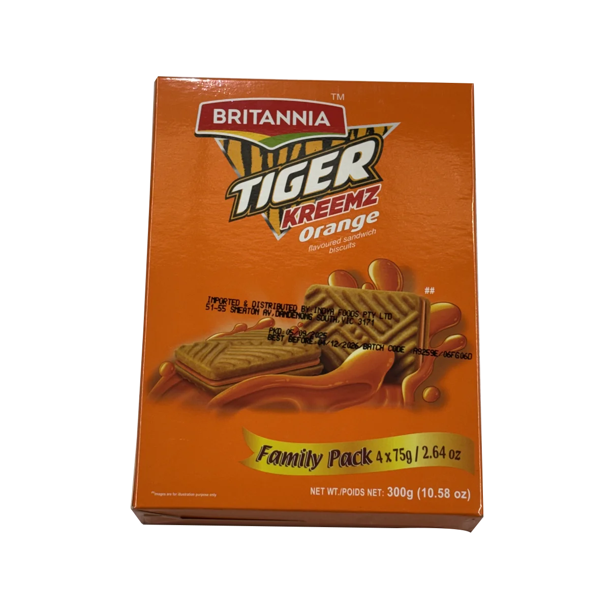 Britannia - Kreemz Orange Tiger Biscuits 75gx4 Value Pack | 300g