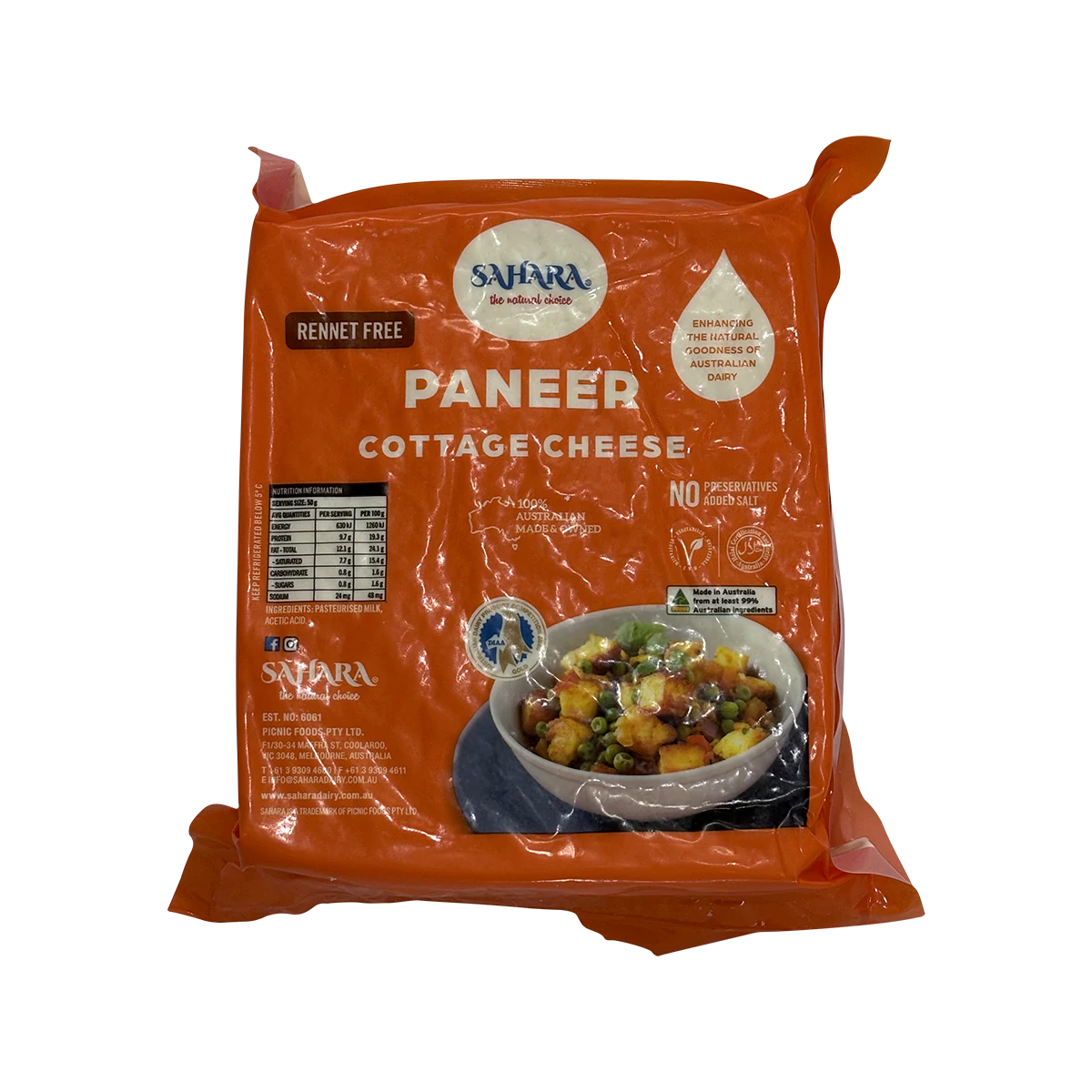 Sahara - Paneer Cottage Cheese (approx 450g to 550g) | 1 Each