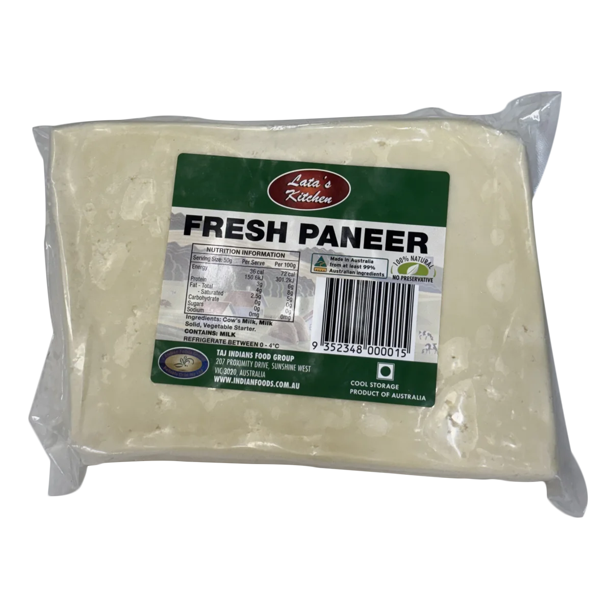 Lata’s Kitchen - Paneer Cottage Cheese (approx 1kg) | 1 Each