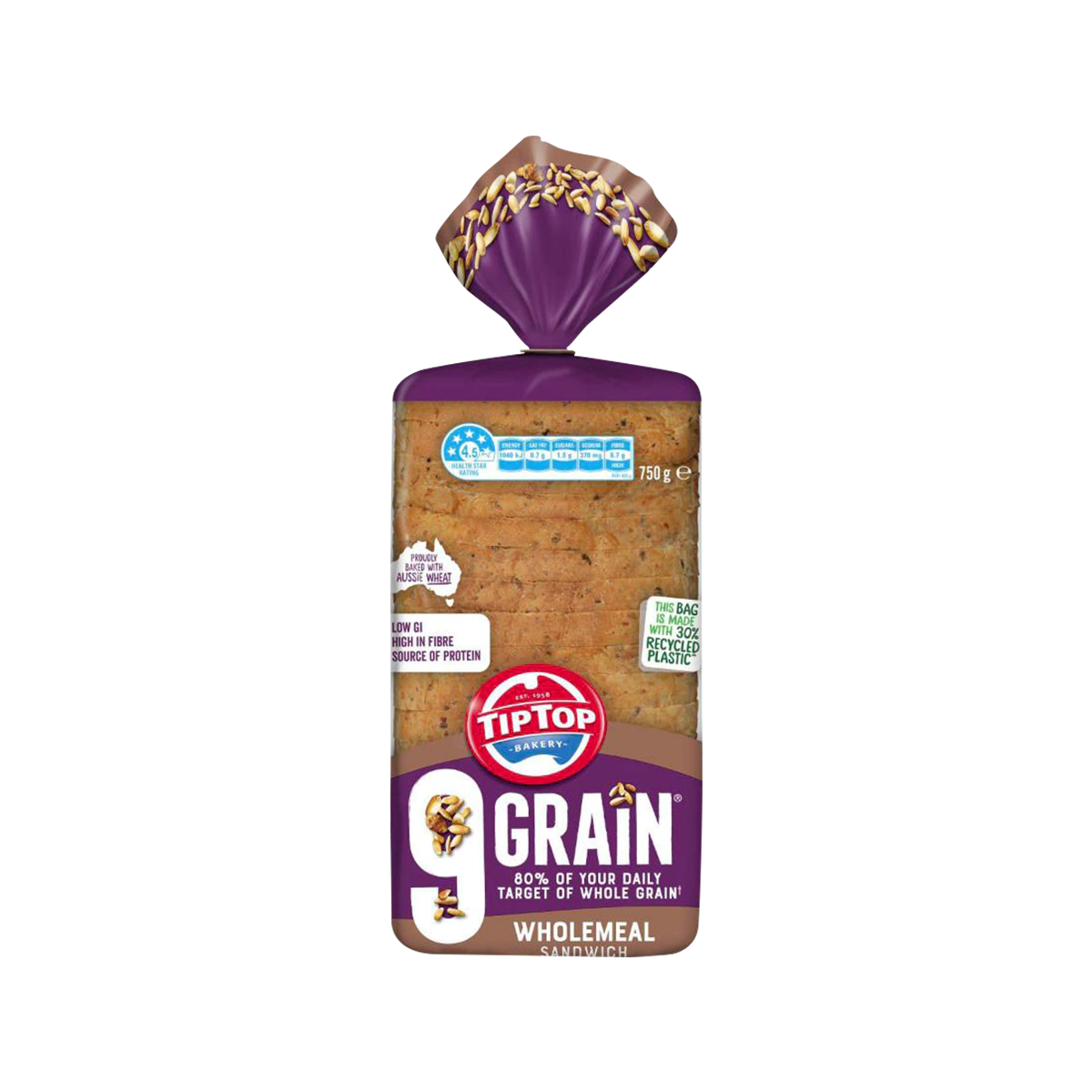 Tip Top - 9 Grain Wholemeal Sandwich Slice Bread Loaf | 750g
