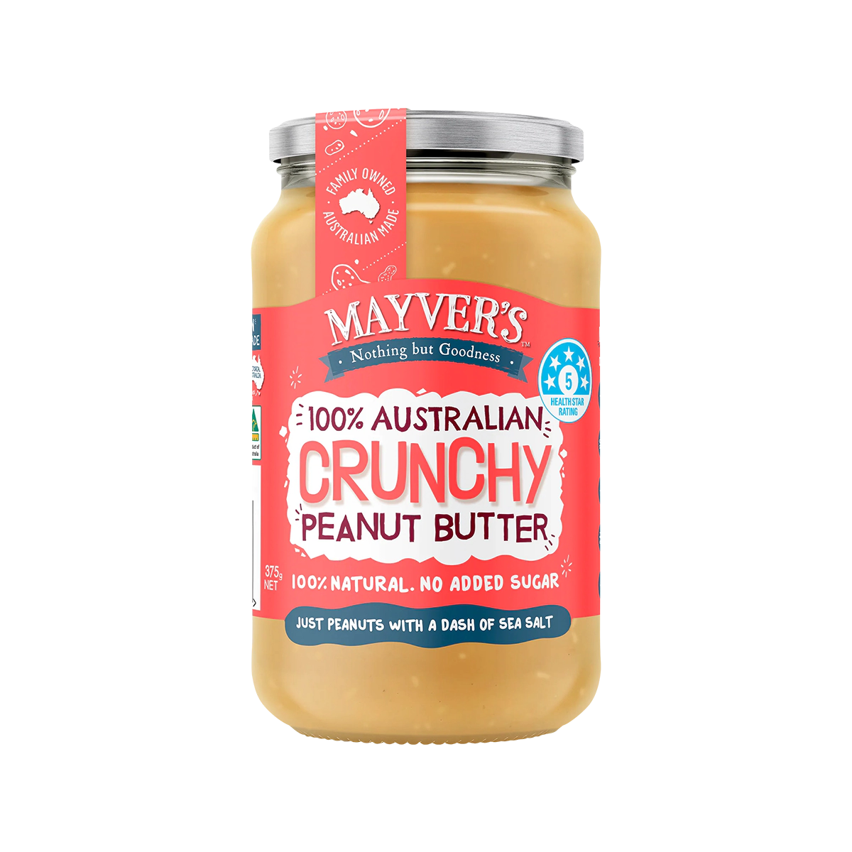 Mayvers - Crunchy Natural Peanut Butter | 375g
