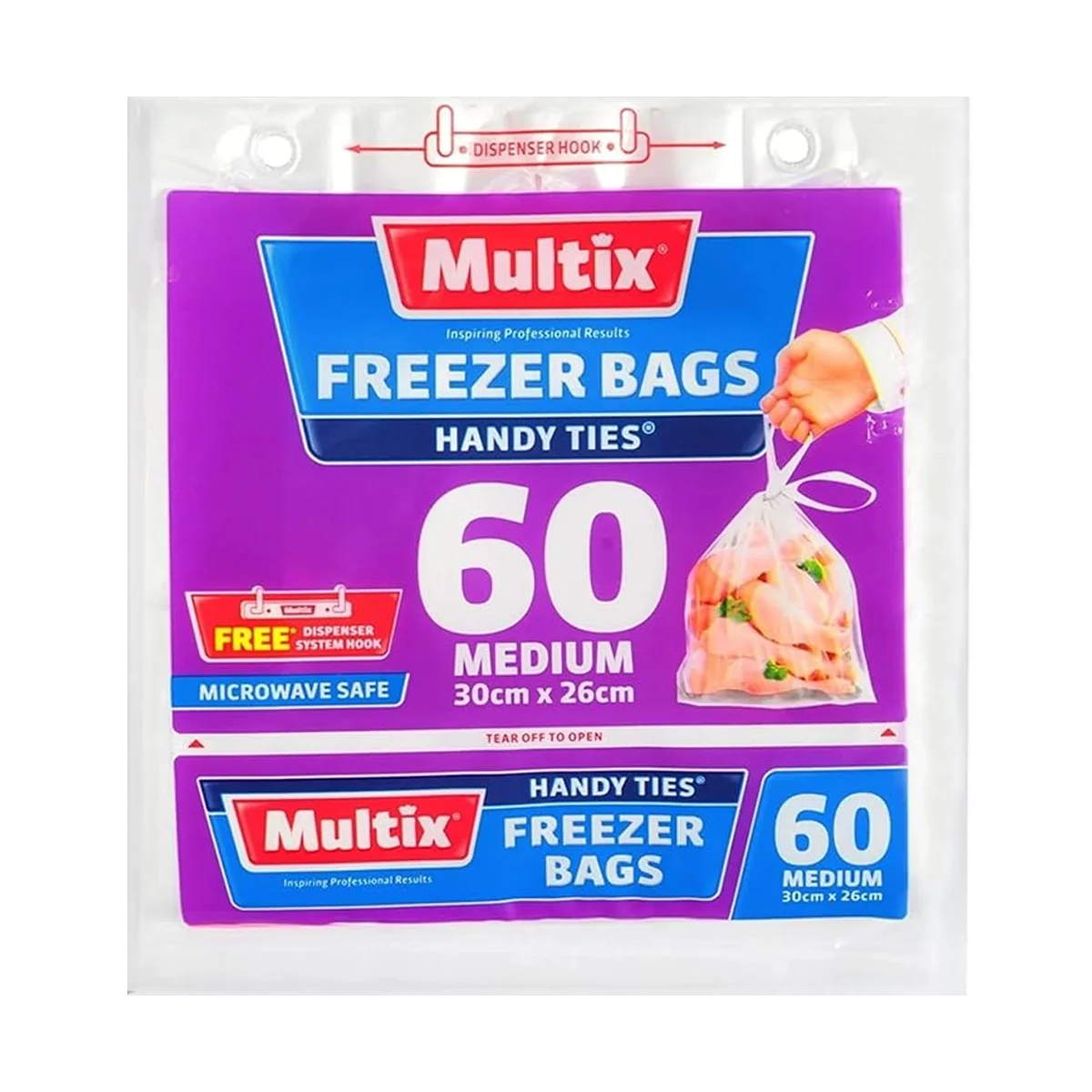 Multix - Freezer Bags with Handy Ties Medium | 60 Pack