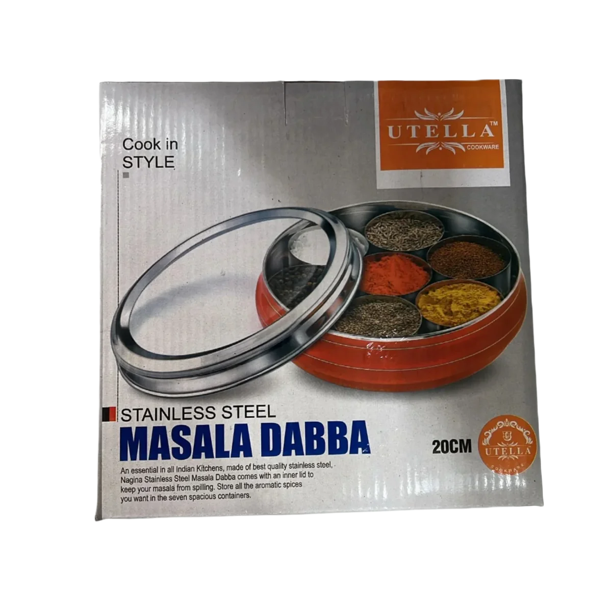 Utella - Stainless Steel Hammered Copper Masala Box | 1 Pack