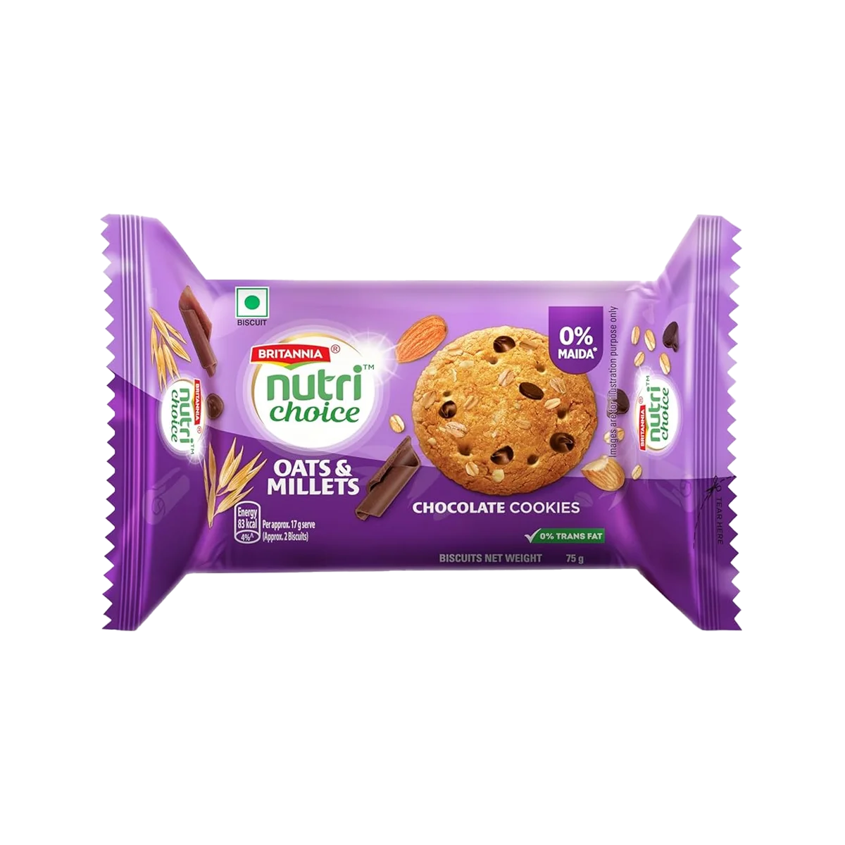 Nutri Choice - Oats Choco Almond Biscuits | 75g