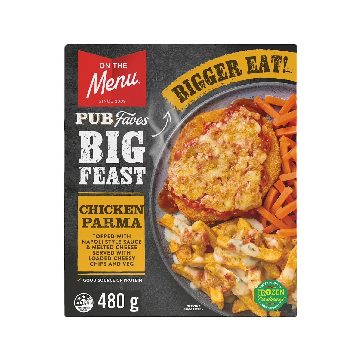 On The Menu - Chicken Parmigiana With Cheesy Chips and Vegetables | 480g